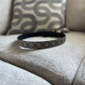 Women's Gucci Belt Supreme Beige/Brown Canvas, Gold GG - Size 60